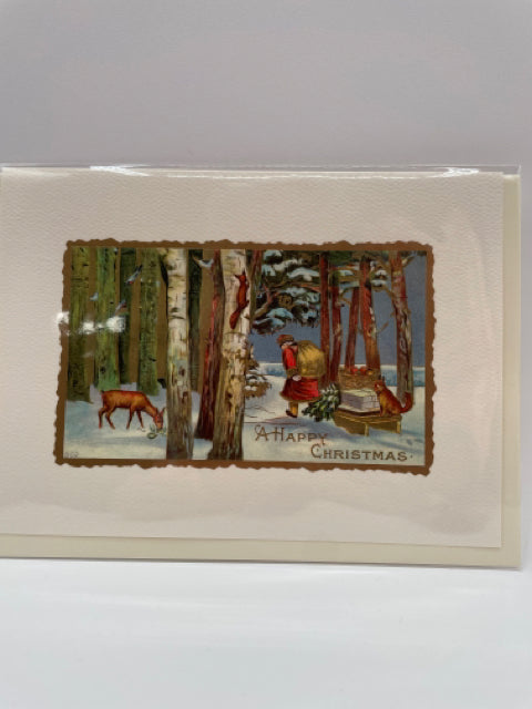 Christmas Woodland Santa Card