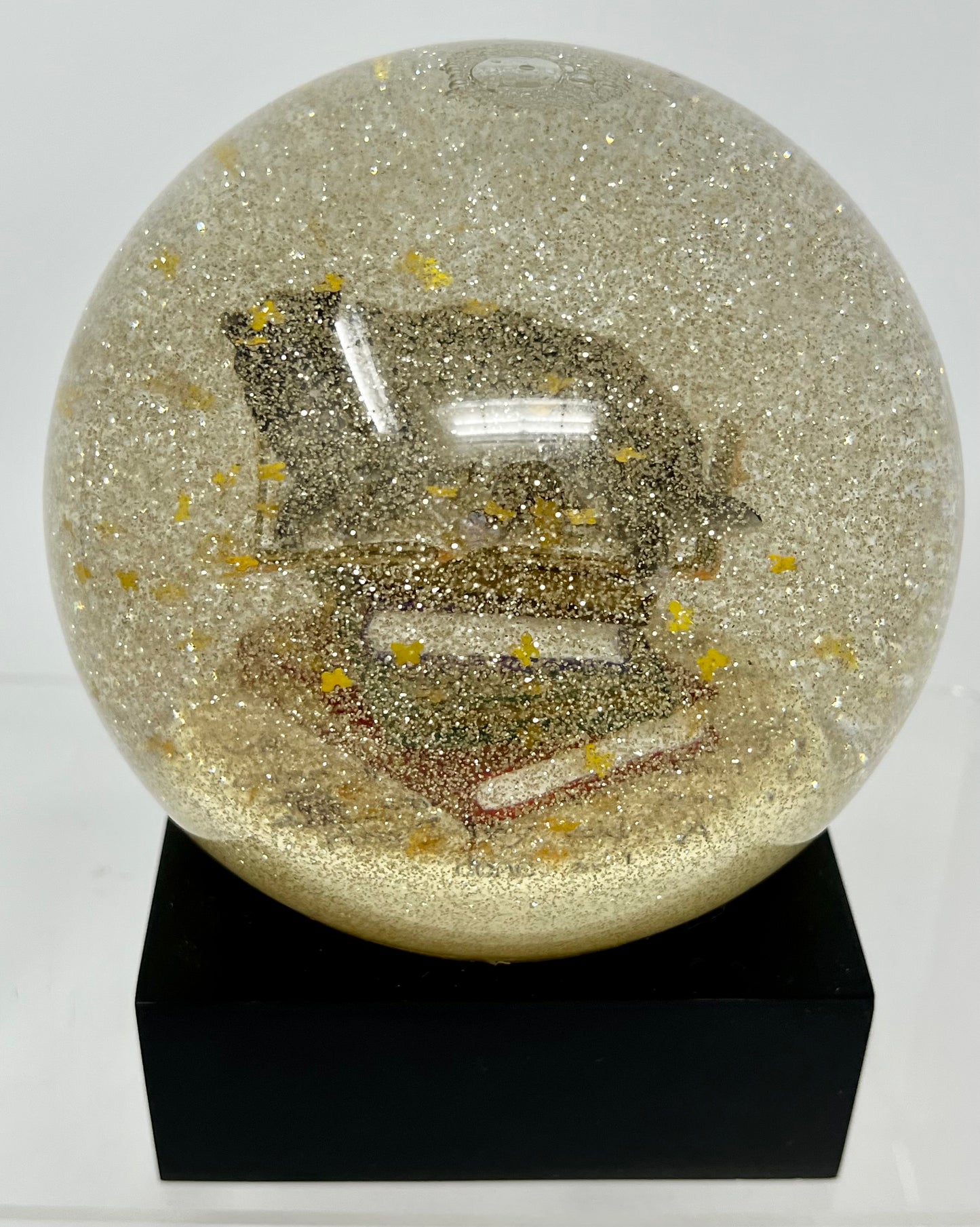 Cat On Books Snow Globe