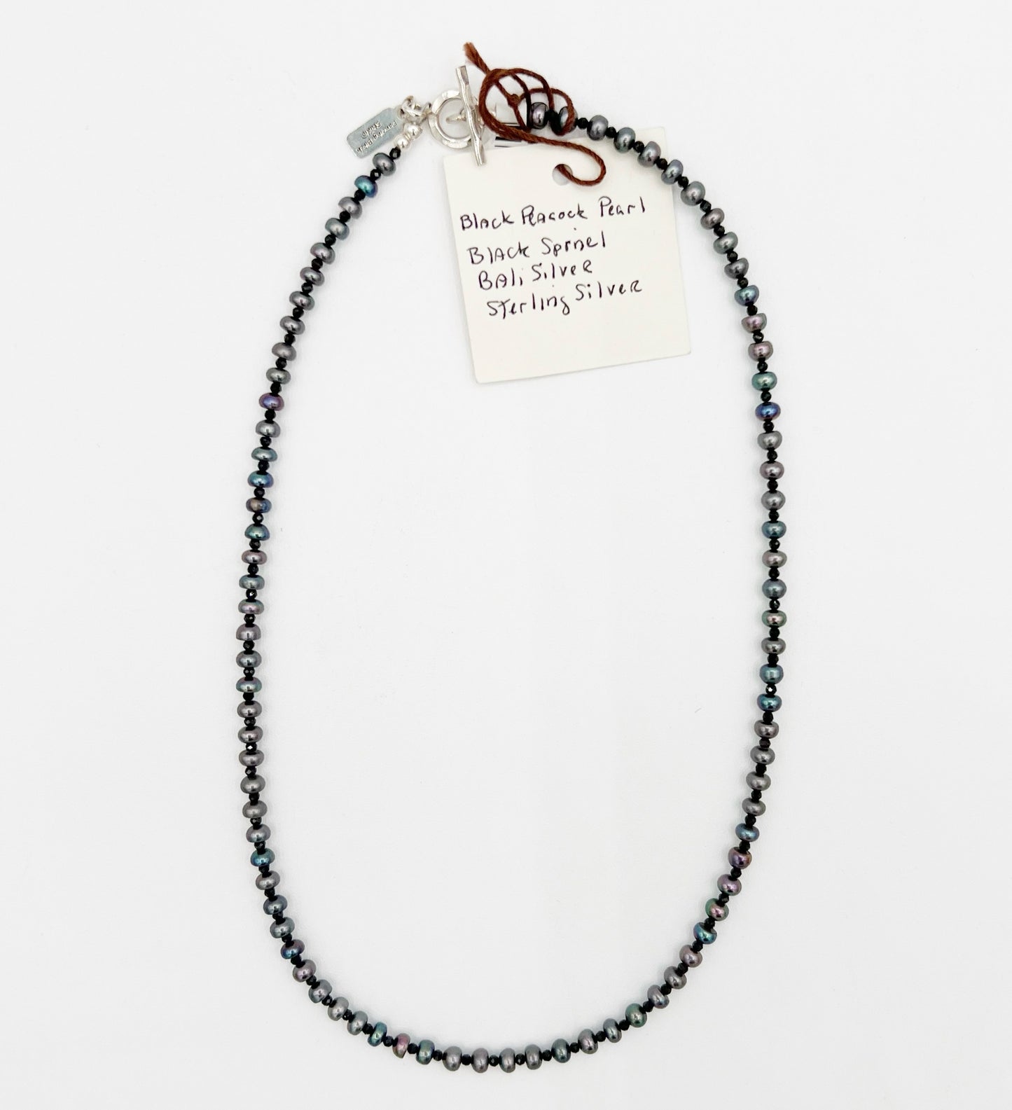 Black Spinel Hill Tribe and Sterling Silver Necklace