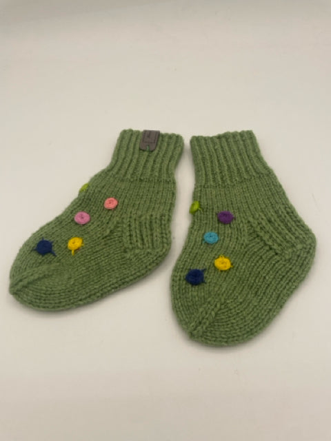 6-12 M Acrylic Knit Slipper Sock with Ribbon Embroidered Roses