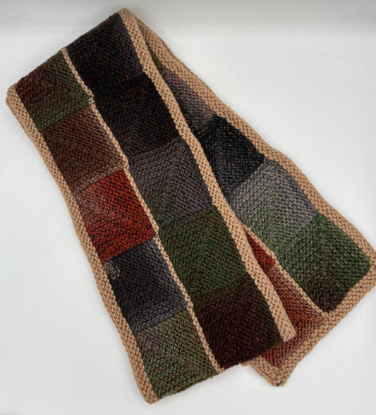 Multi Color Wool Patchwork Knit Scarf