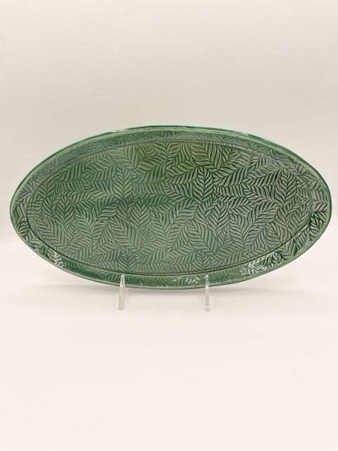 Oval Platter With Green Leaf Platter