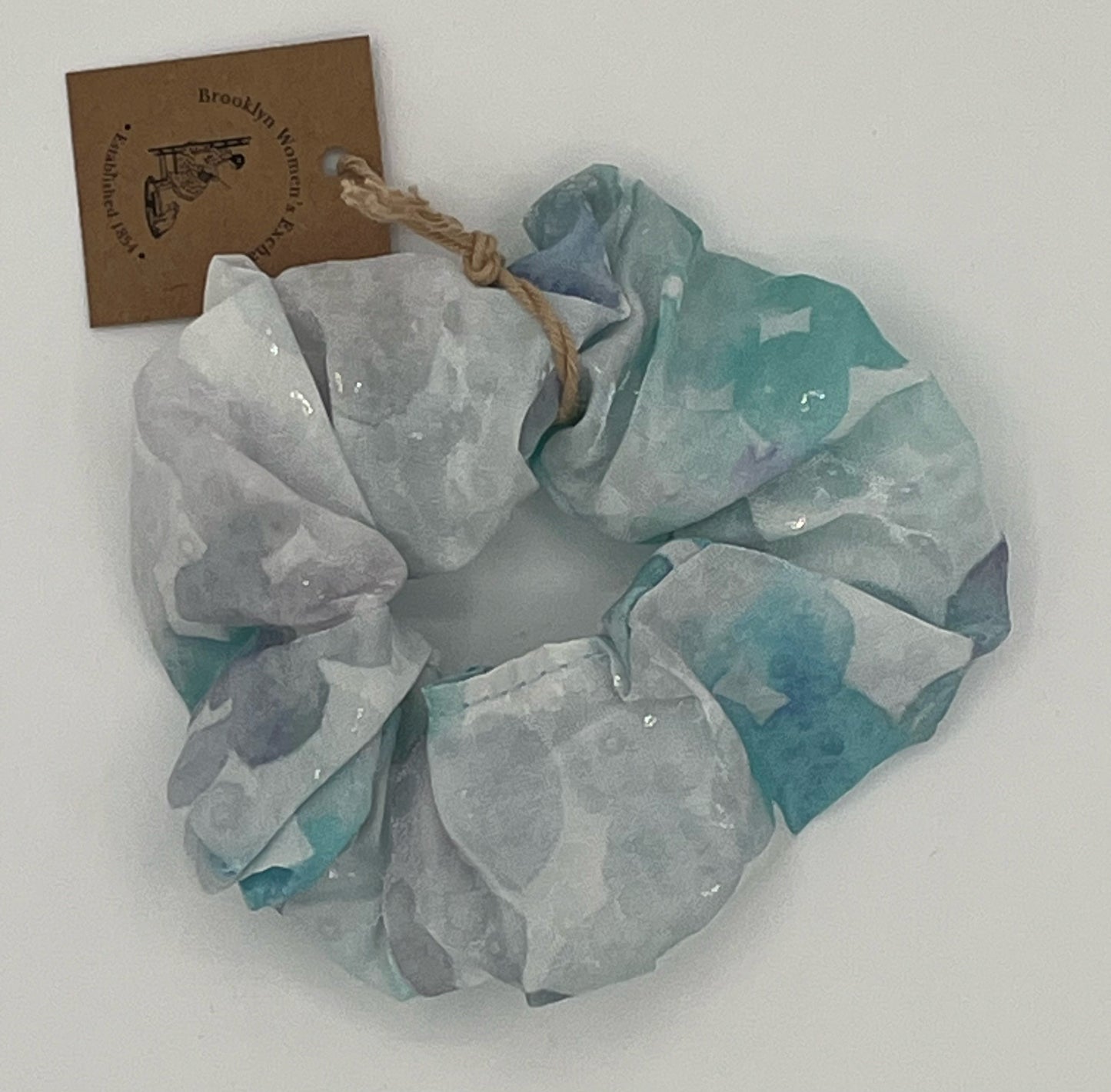 Pale Blue Watercolor Scrunchie