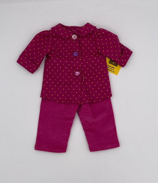 Pink and Burgundy Top and Corduroy Pants