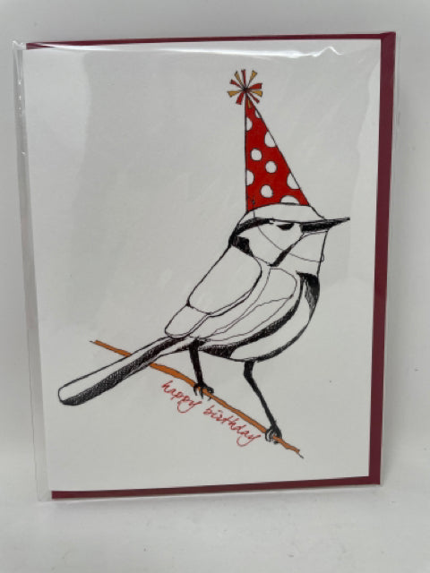 Bird in Hat Birthday Card