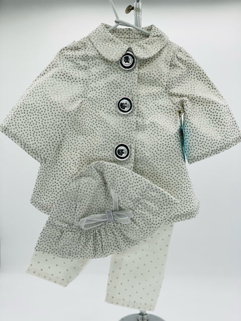 Silver and White Coat/Hat/Pants Set for 18" Doll