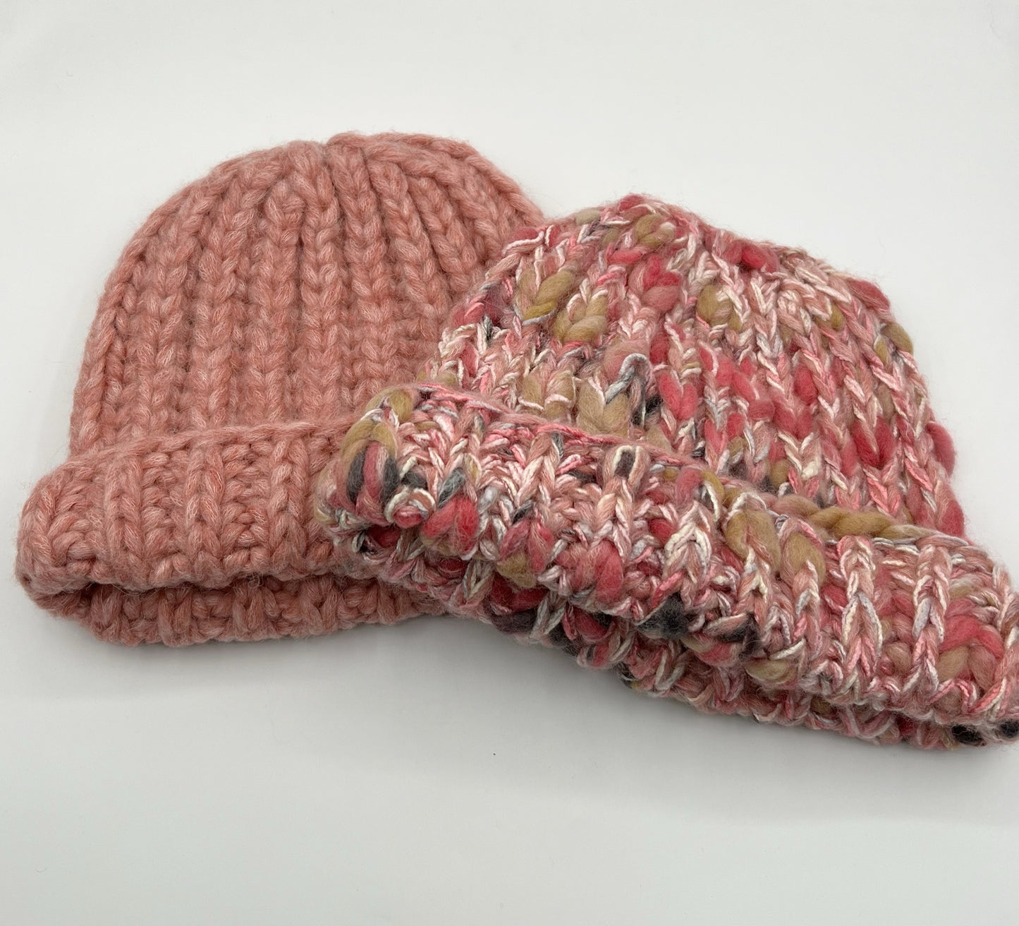 L Pink Multi Color Super Chunky Wool Beanie