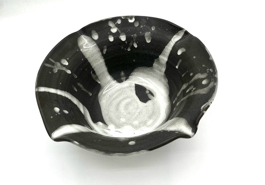 Gray & White Large Stoneware Bowl