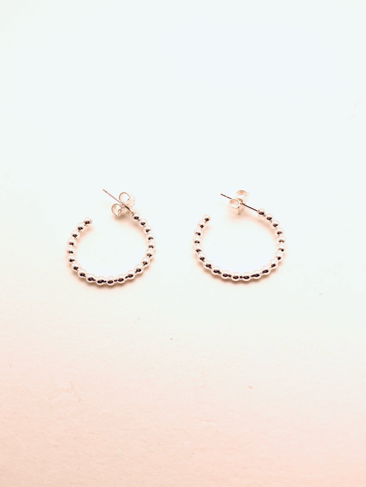 Sterling Silver Bead Wire Hoops