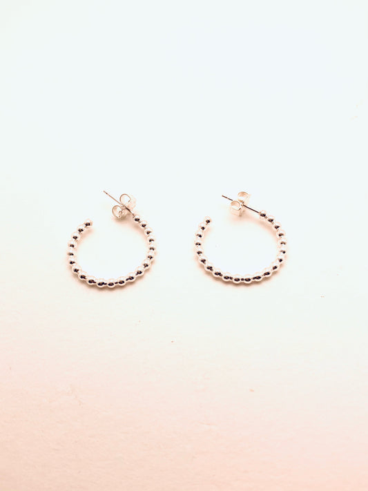 Sterling Silver Bead Wire Hoops