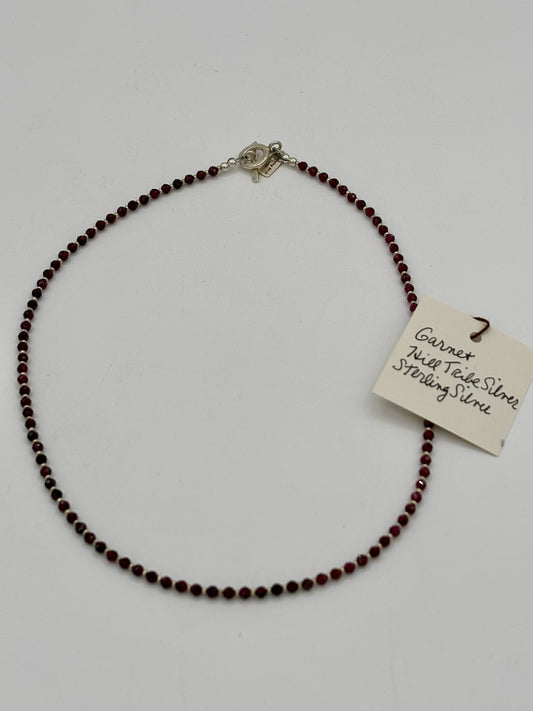 Garnet, Pearl, Hill Tribe and Sterling Silver Necklace