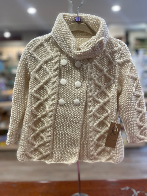 12-18 M Cream Acrylic Cable Knit Jacket