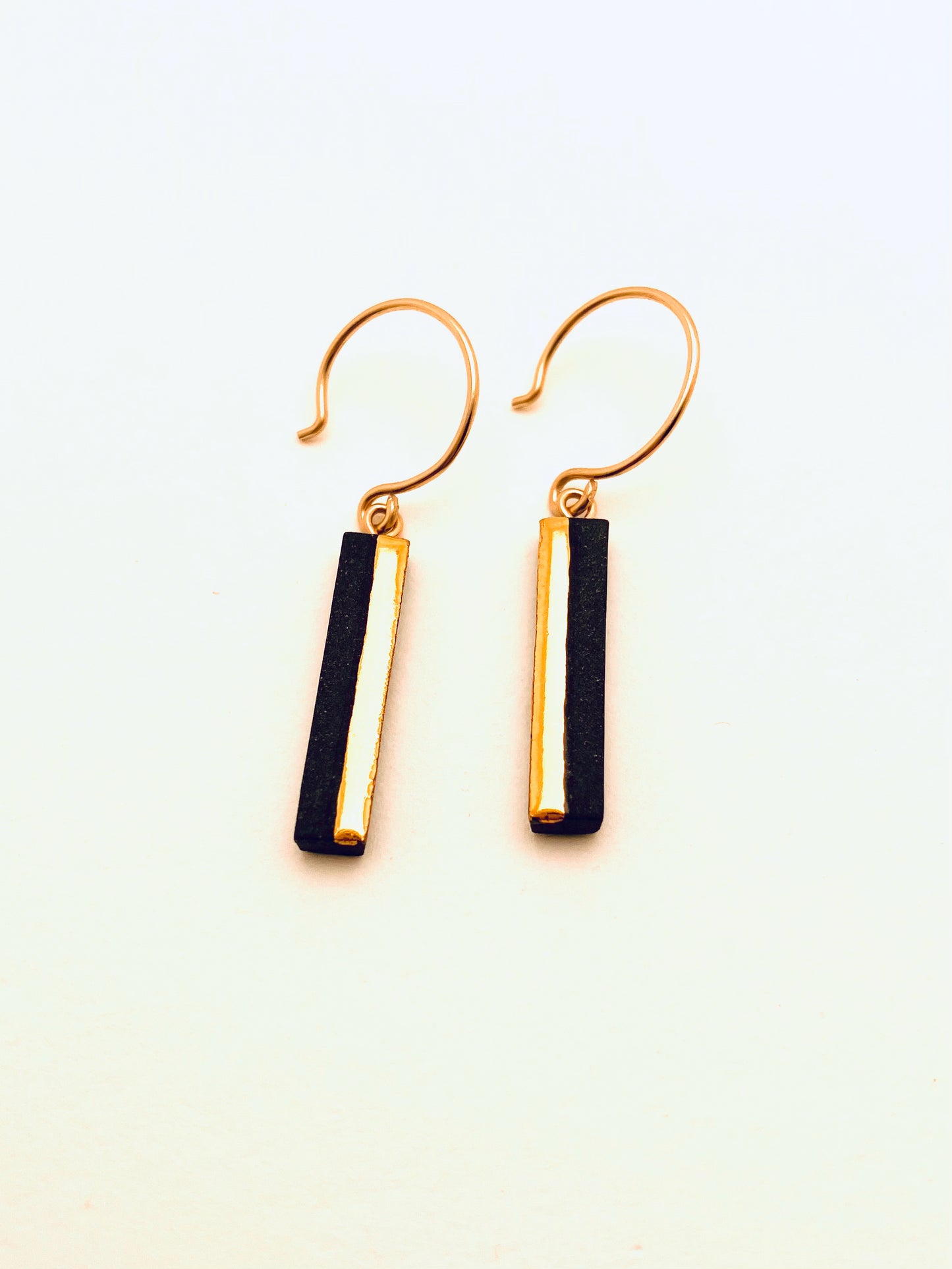 Bar Hoop Earrings, Black