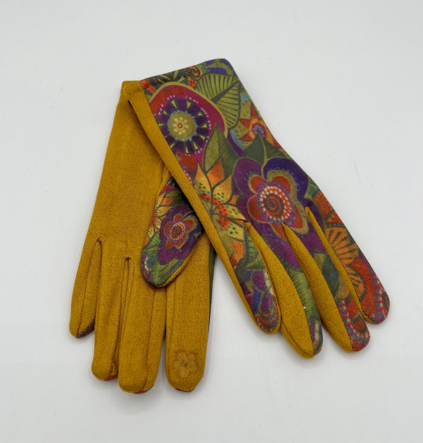 Laurel Burch Mustard Floral Digital Print Texting Glove