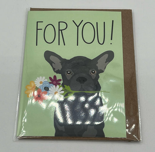 Mini Frenchie With Flower Enclosure Cards