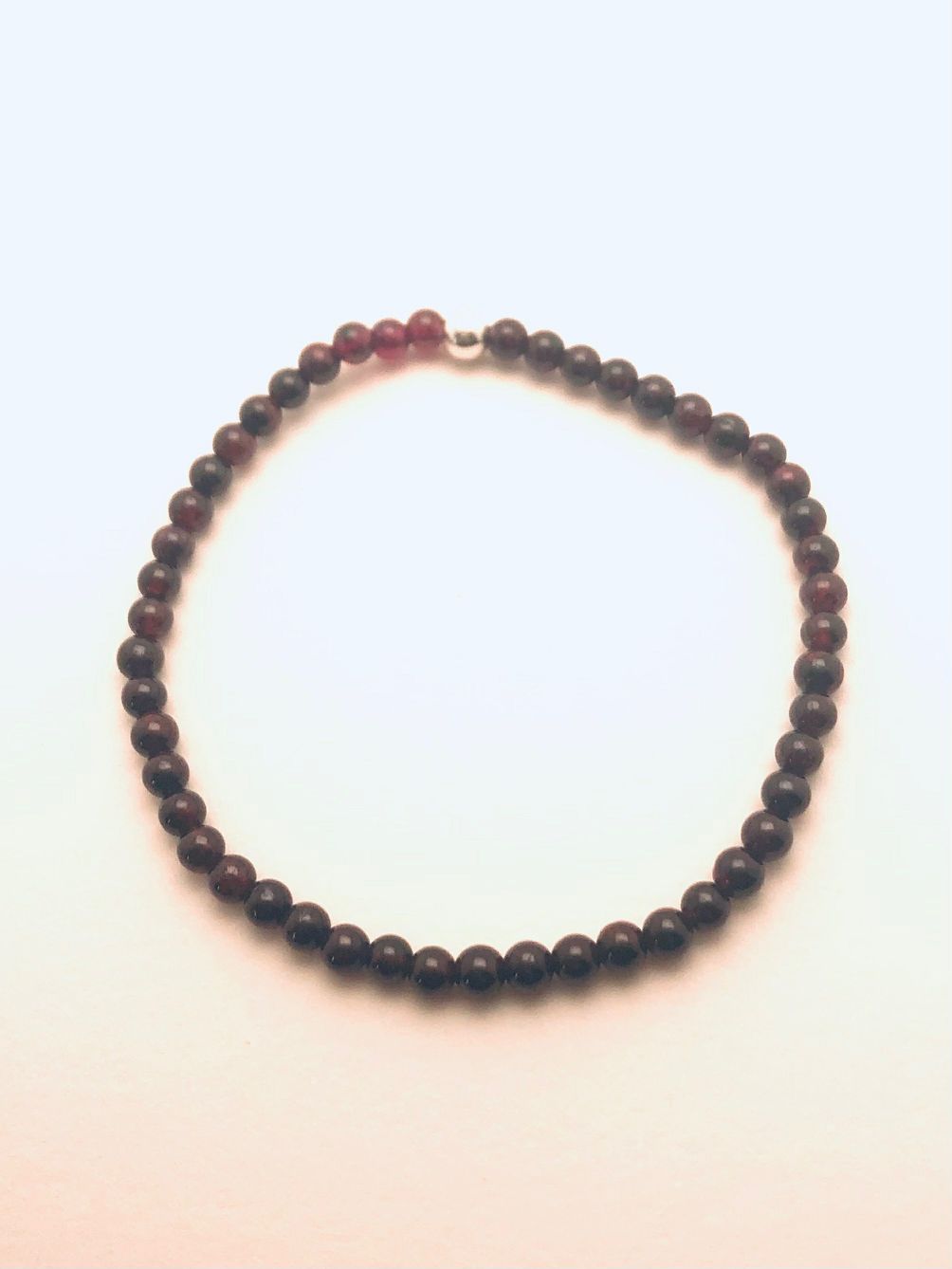 Garnet smooth round Sterling Bead Bracelet