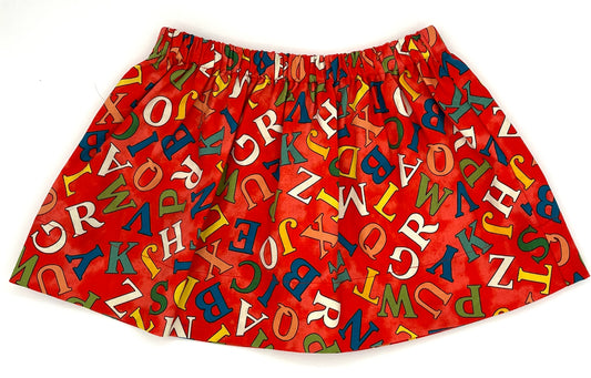 2-3 Y Twirly Skirt - Red w/Alphabet Letters Vintage Fabric