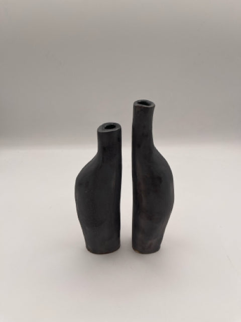 Set Of Black Bud Vases