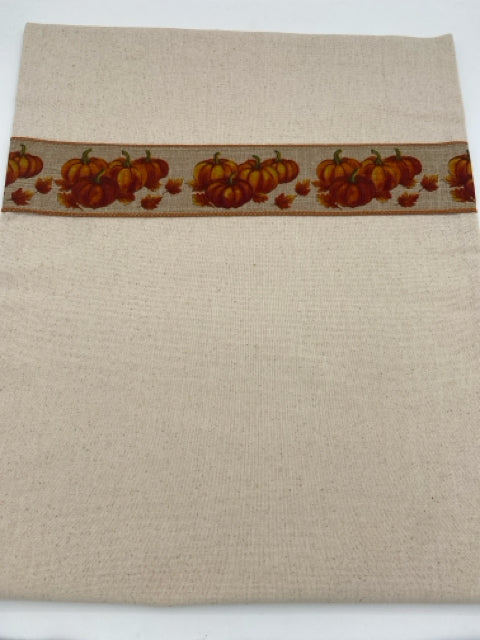 Muslin Table Runner with Pumpkin Trim