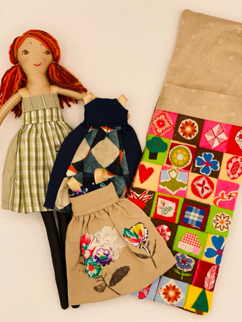 13" Doll in Sleeping Bag with Three Outfits