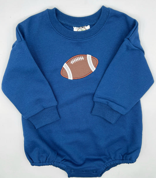 2 T - Onsie Navy Long Sleeve Sweatshirt Material w/Football Applique