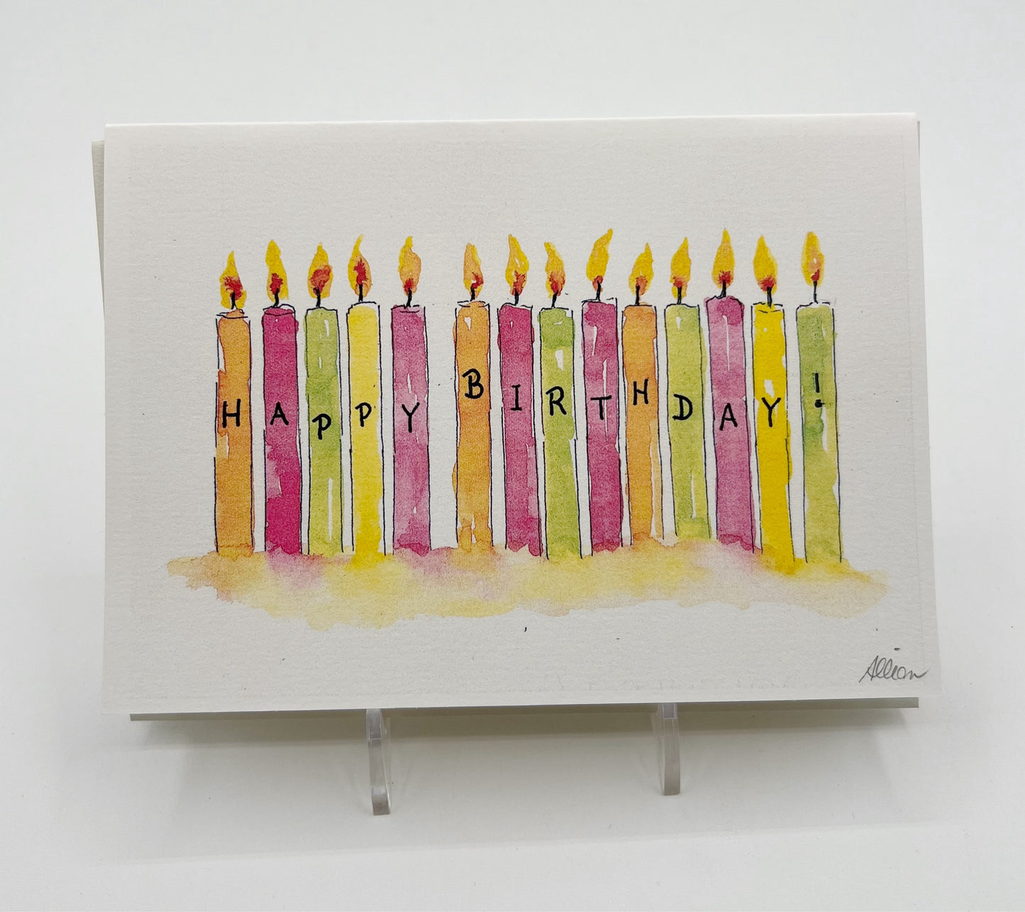 Candle Writing Birthday Card