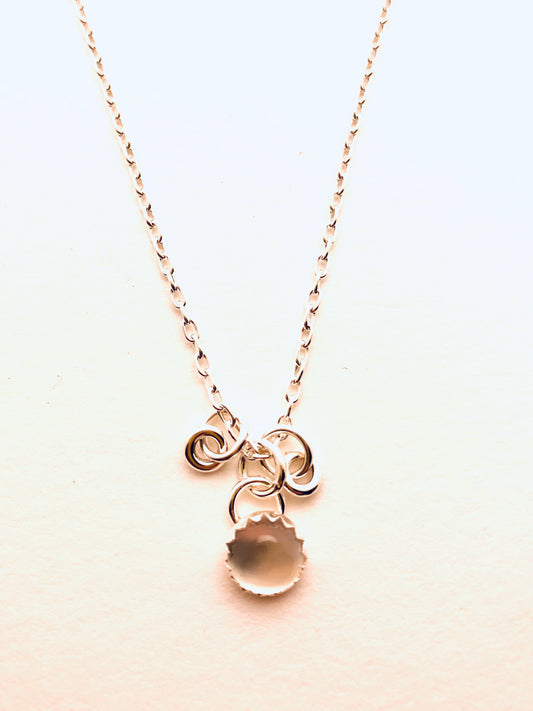 6 mm Stone Necklace, Silver and Moonstone