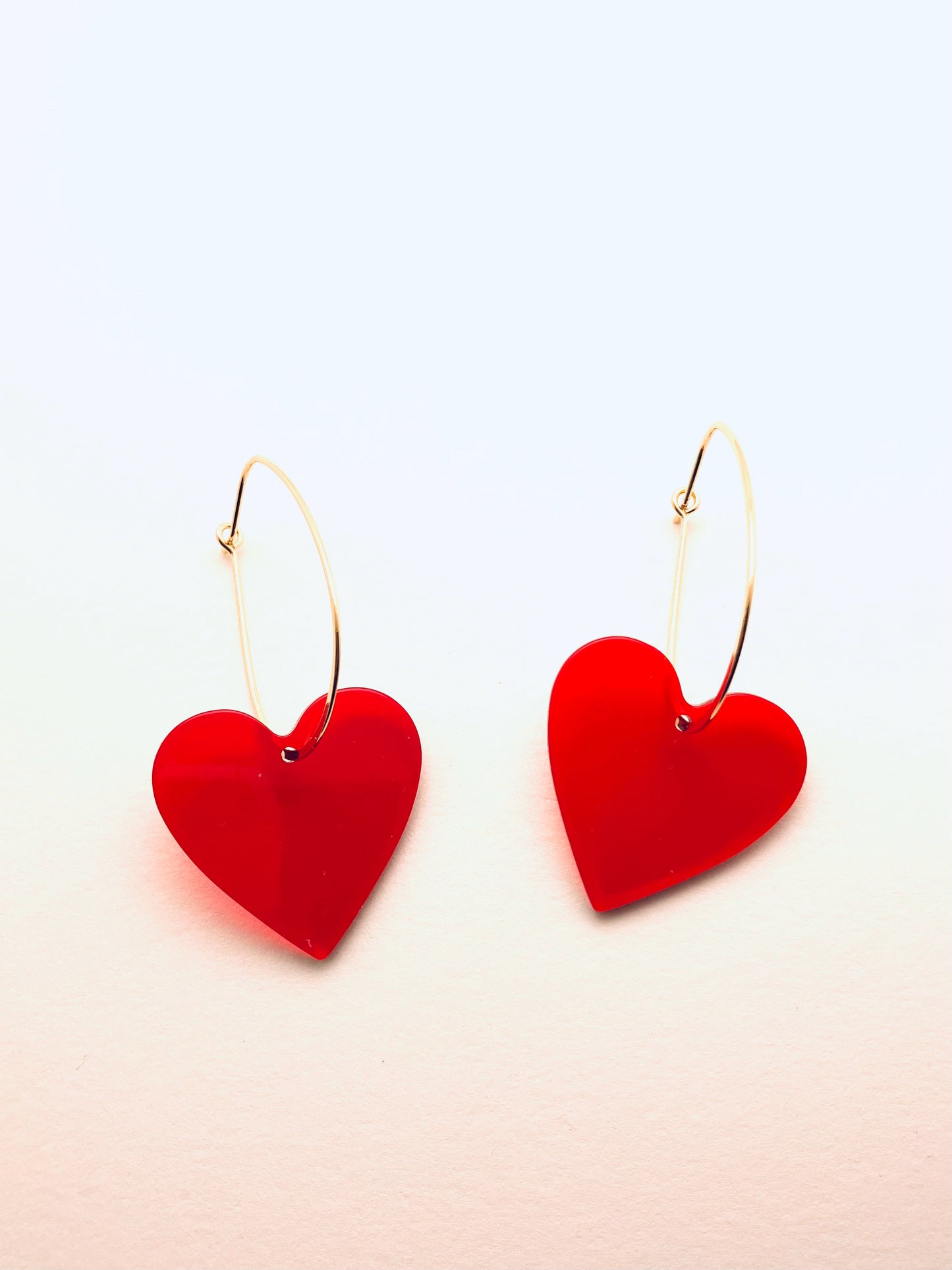 Acrylic Hearts Earrings, Red