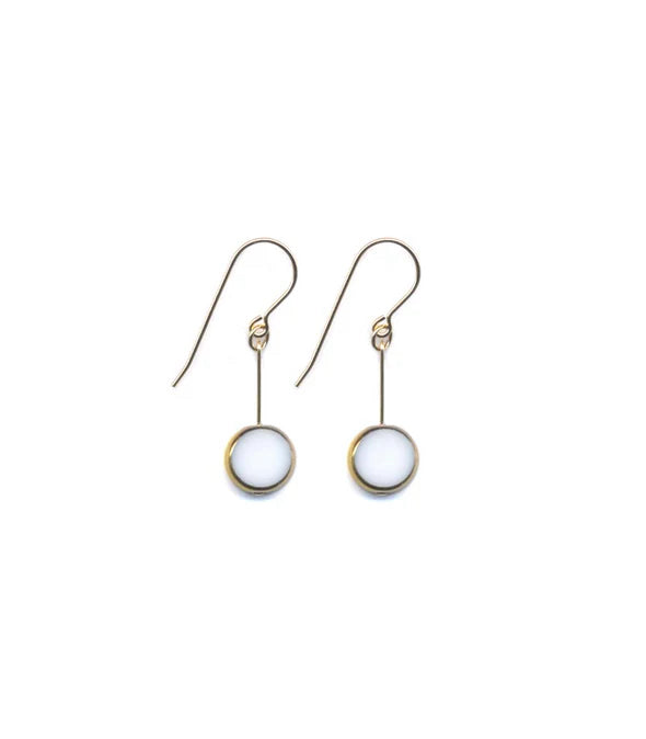 White Circle Drop Earrings