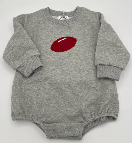 18 M Onesie Sweatshirt Long Sleeve - Gray w/Red Football Applique