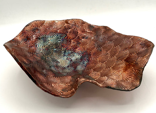 Copper Raku Textured Wavy Bowl