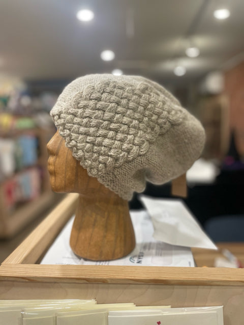 Adult M/L Oat Wool Cable Knit Cloche