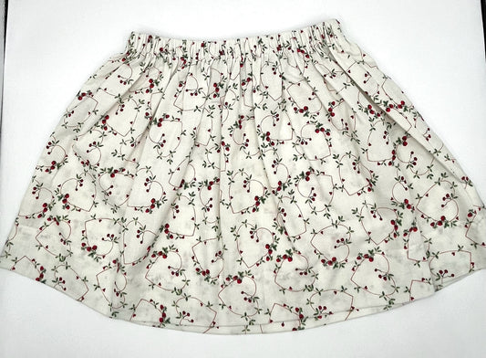 5 Y Skirt - White w/Hearts and Flowers