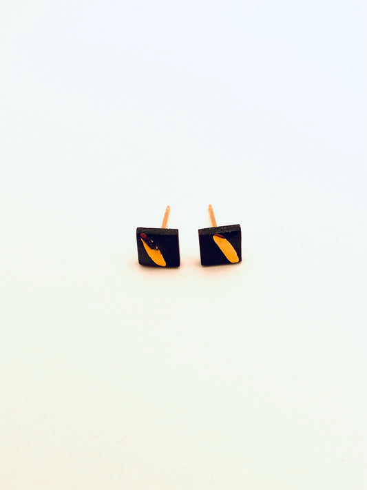 Striped Square Studs, Black