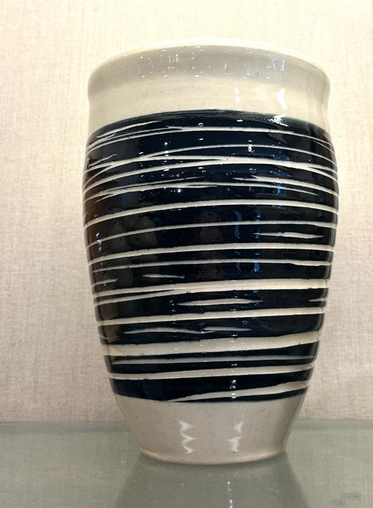 Black and White Stoneware Vase/Winecoole/Utensil Holder