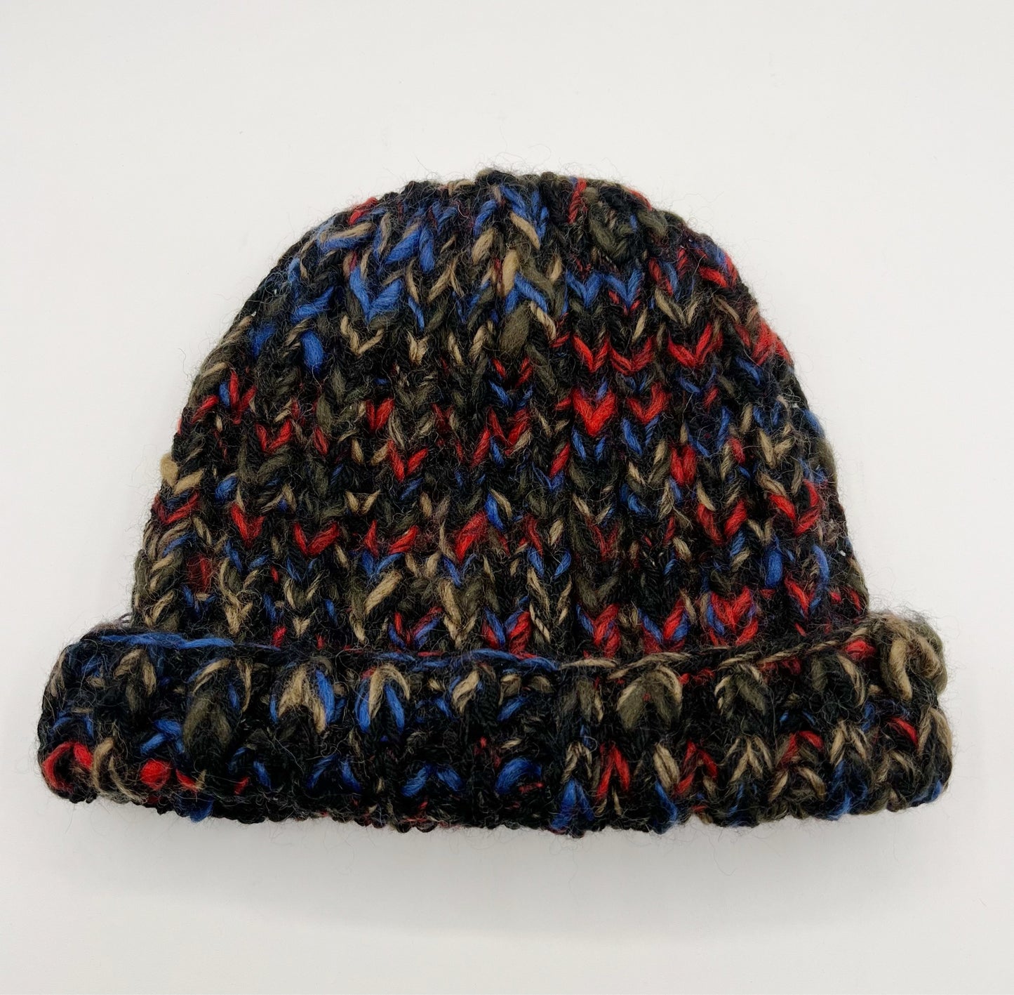 L Black Tweed Super Chunky Wool Beanie