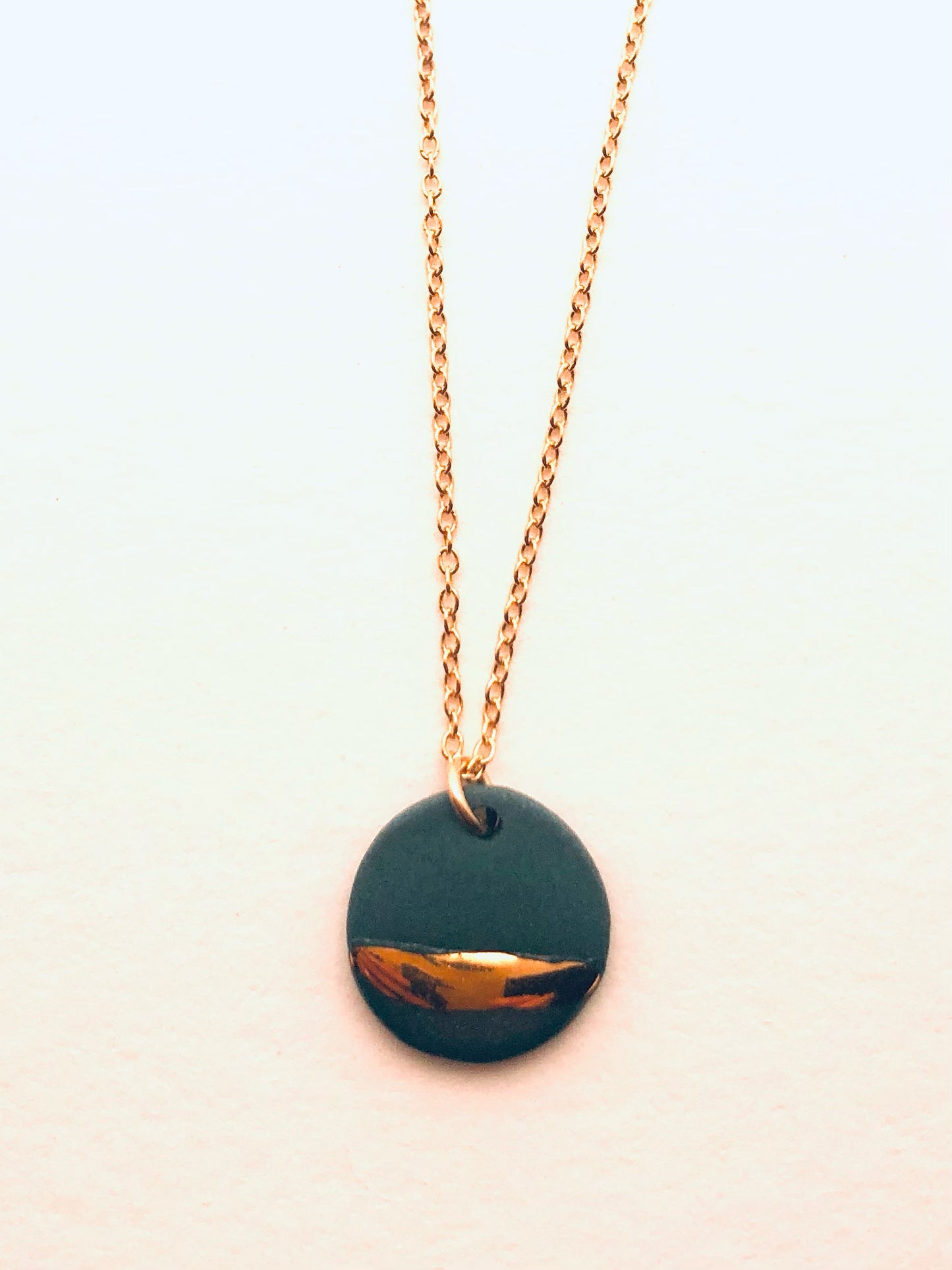 Striped Circle Necklace, Teal