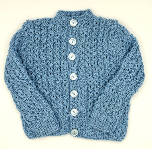 12 M Blue Acrylic Knit Cardigan