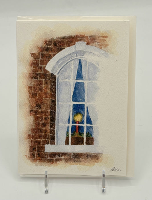 Candle in Window Christmas Card