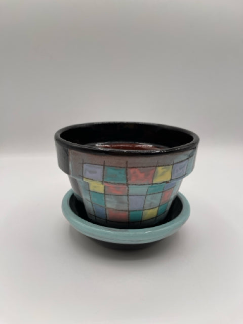 Glazed Multicolor Ceramic Flower Pot