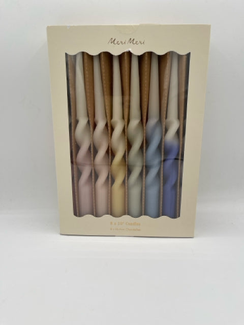 Boxed Set of Rainbow Twisted Table Candles(8)