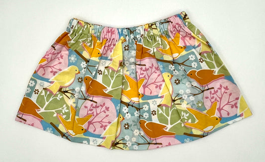 2 Y Skirt - Floral w/Pastel Birds Vintage Print