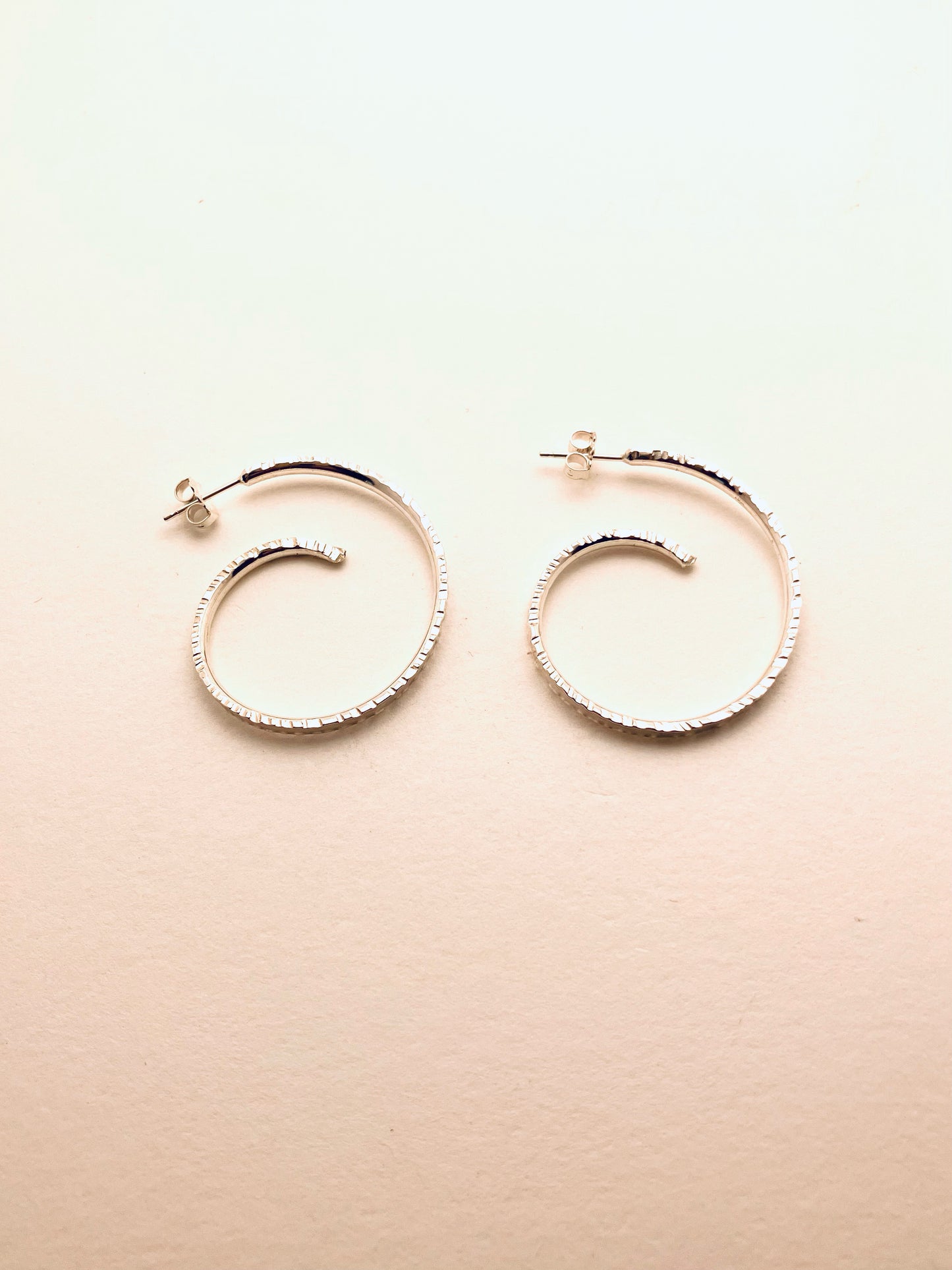 Sterling Silver Hammered Edge Hoops