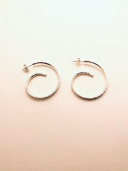 Sterling Silver Hammered Edge Hoops