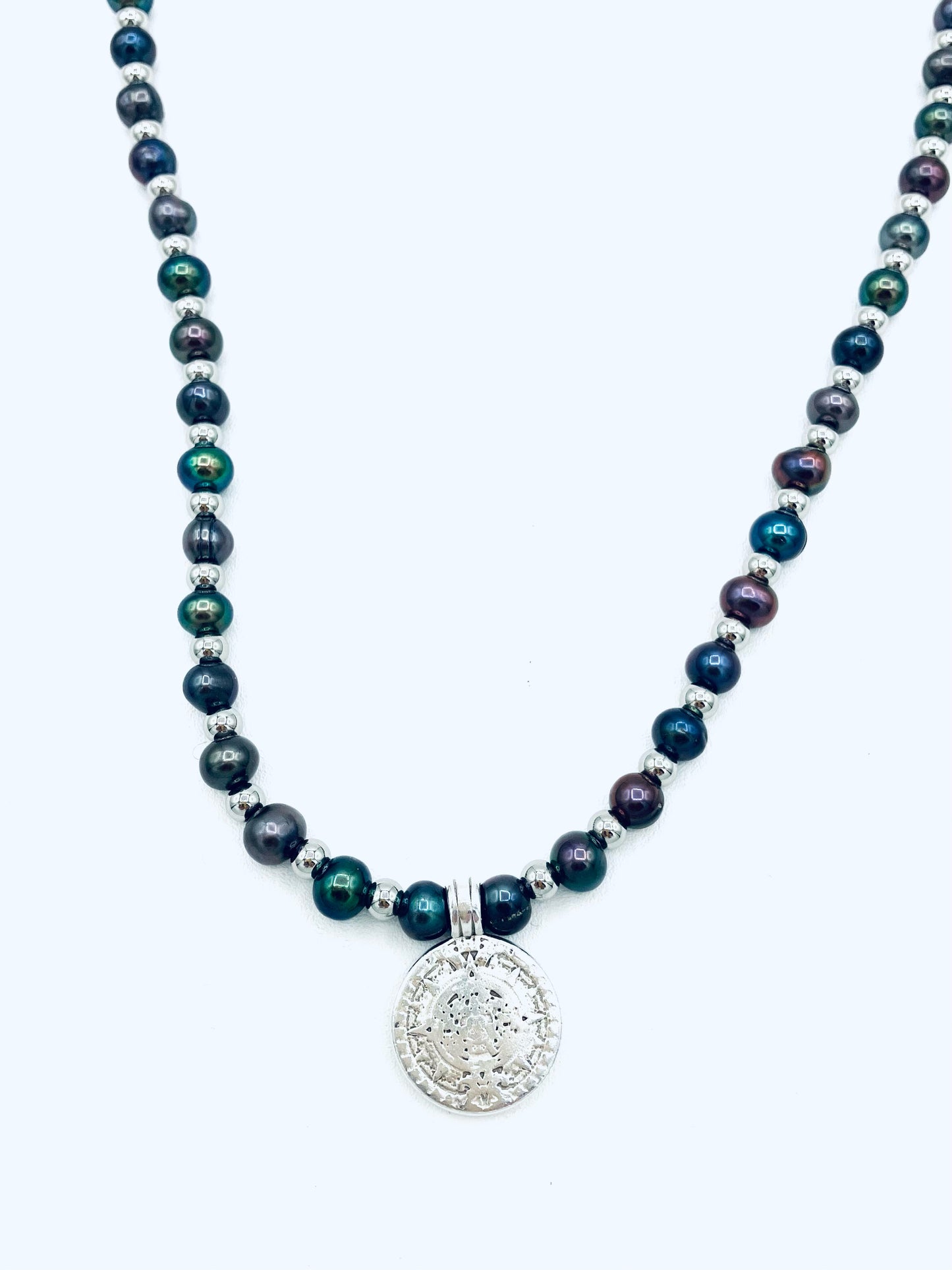 Black Freshwater Pearl Coin Necklace