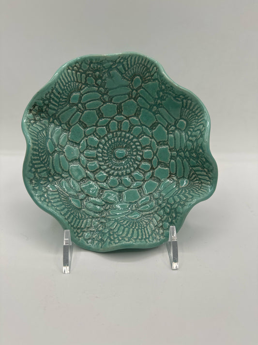 Tiny Wavy Footed  Dish in Turquoise