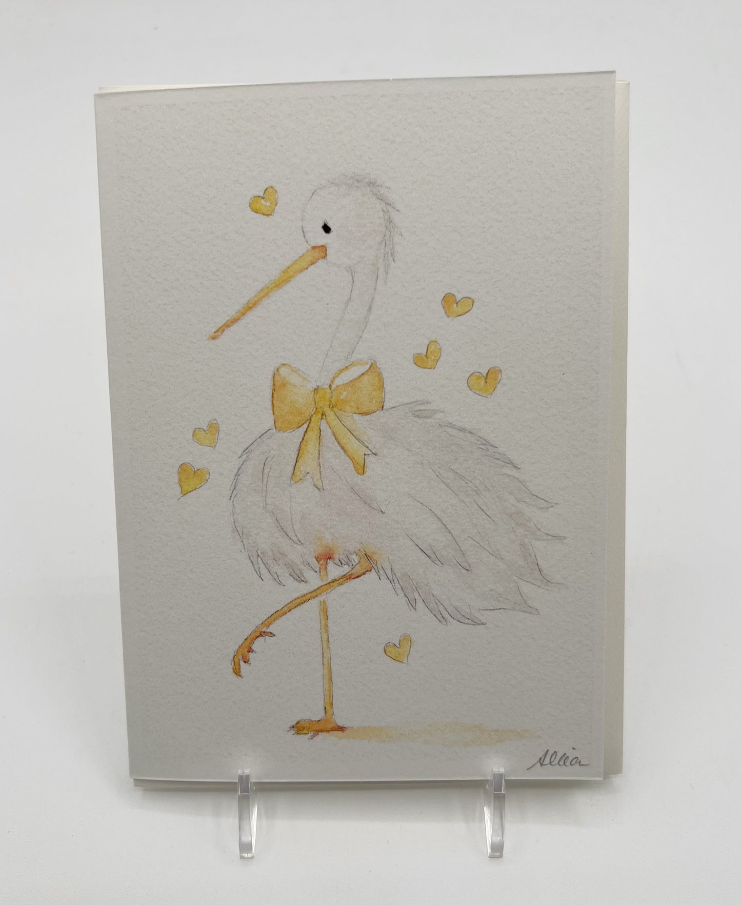 Yellow Stork New Baby Card