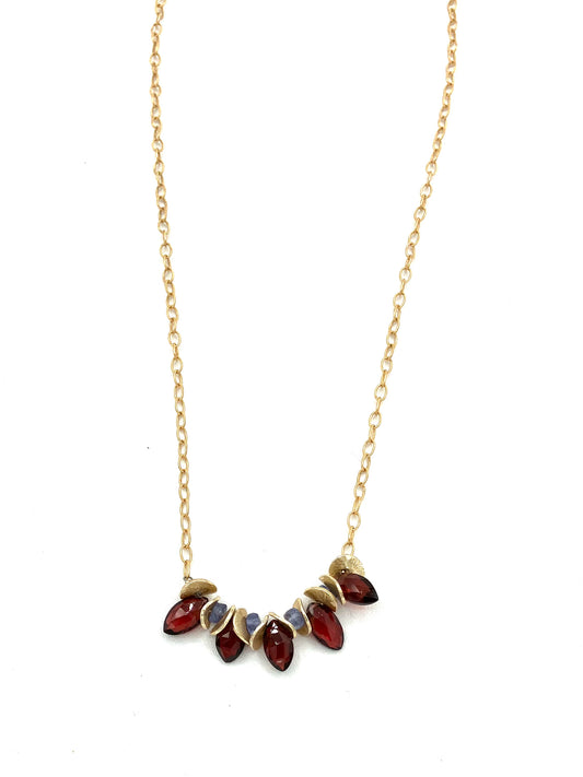 Garnet Marquis with Tanzanite Necklace