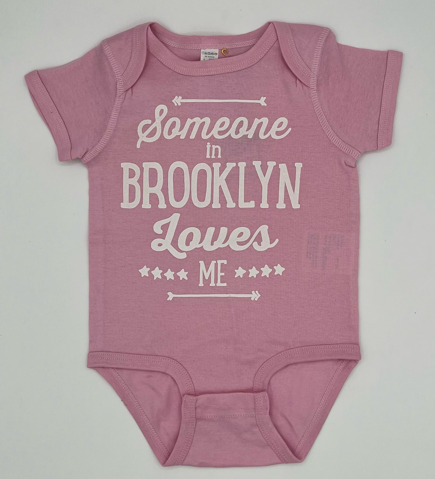 Someone in BK Loves Me Onesie Pink 6 months