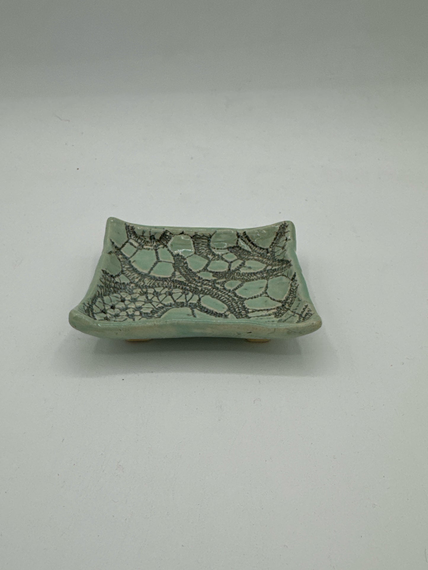 Rectangular Dish In Mint Wih Inlaid Design